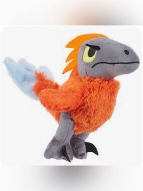Bark Jurassic World Orange Plush Bird Dog Toy M/L Pyroraptor Crinkle Squeak Toy